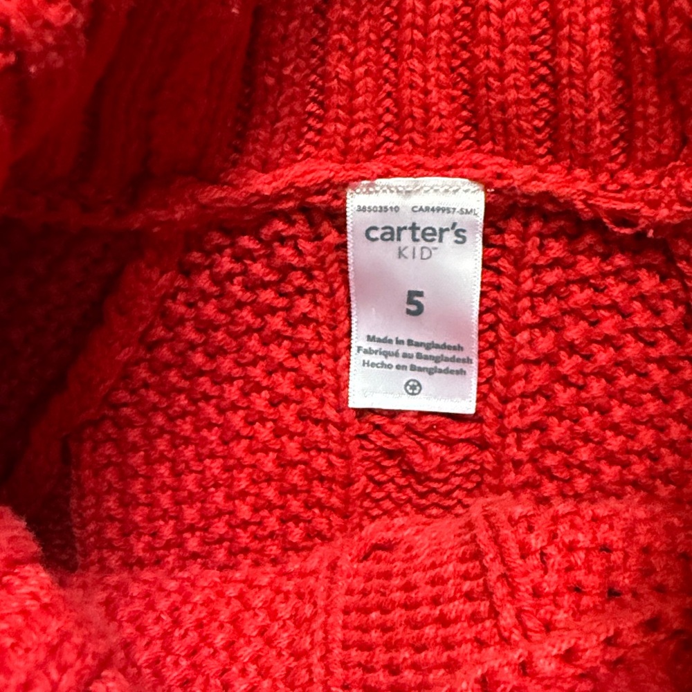 Size 5 red cable knit cape. Button on each side to create a space for each arm. - Picture 2 of 4